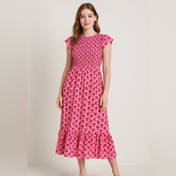 Vineyard Vines Dresses & Skirts - New!  Vineyard Vines Rock Rose Floral Smocked Midi‎ Dress, size M